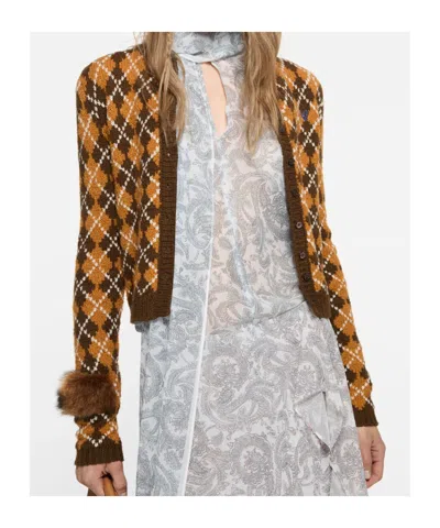 Acne Studios Argyle-knit Button-up Cardigan In Brown