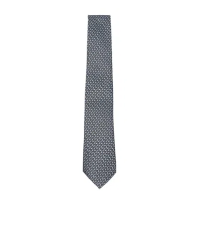 Giorgio Armani Chevron-patterned Silk Tie In Gray