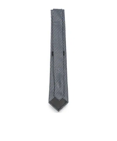 Giorgio Armani Chevron-patterned Silk Tie In Gray