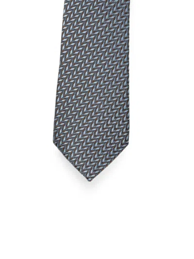 Giorgio Armani Chevron-patterned Silk Tie In Gray