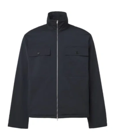 Jil Sander Polyester Jacket Flap Pockets High Collar In Blue