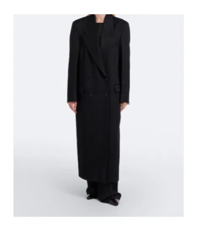 Rohe Black Double Breasted Tailored Coat In Black