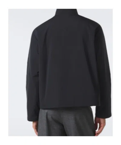 Jil Sander Polyester Jacket Flap Pockets High Collar In Blue
