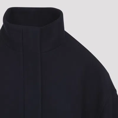 Dries Van Noten Voles Wool Blend Structured Collar Jacket In Blue