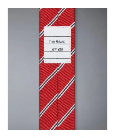 Thom Browne Striped Necktie Soft Texture Standard Width Adjustable In Red