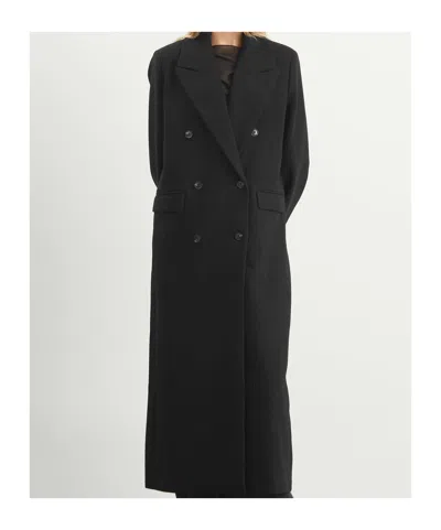Samsoe & Samsoe Sajill Double-breasted Coat In Black