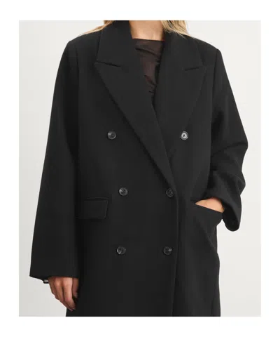 Samsoe & Samsoe Sajill Double-breasted Coat In Black