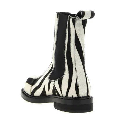 Moschino Zebra Pattern Ankle Boots Elastic Panels In Black