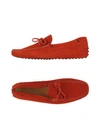 Tod's Suede Driving Shoes In Red