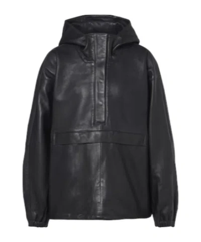 Rohe Hooded Oversized Leather Jacket In Multi