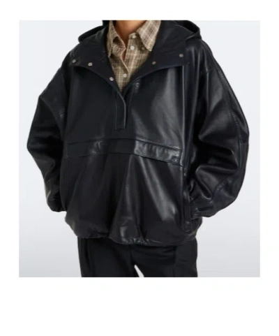 Rohe Hooded Oversized Leather Jacket In Multi