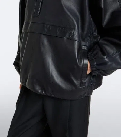 Rohe Hooded Oversized Leather Jacket In Multi