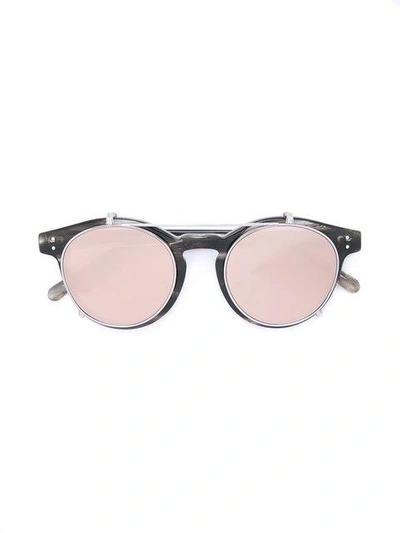 Shop Linda Farrow Horn-rimmed Round Sunglasses