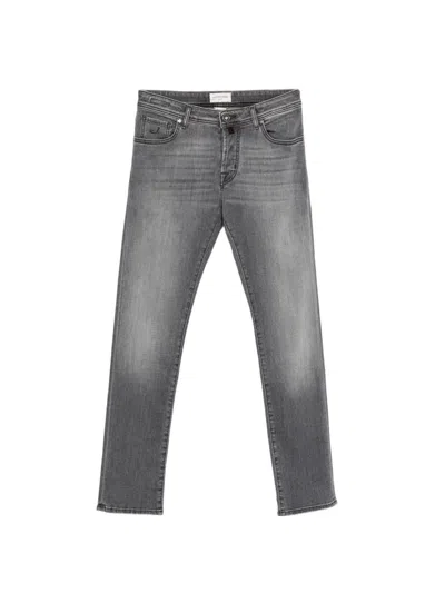 Jacob Cohen Distressed Cotton Jeans In Gray