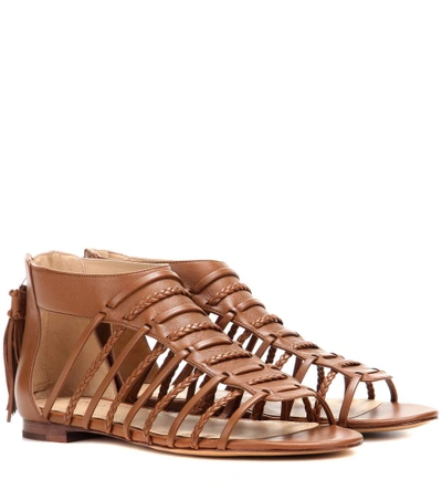 Polo Ralph Lauren Jadine Leather Gladiator Sandals In Brown