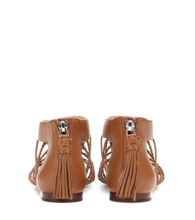 Shop Polo Ralph Lauren Jadine Leather Gladiator Sandals In Brown