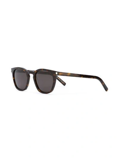 Shop Saint Laurent Tortoise Shell Sunglasses In Brown
