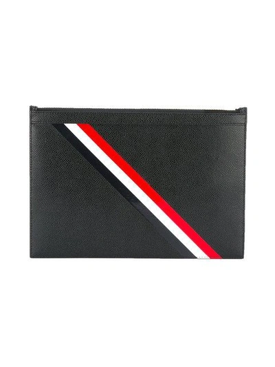 Shop Thom Browne Striped Detail Pouch In Black