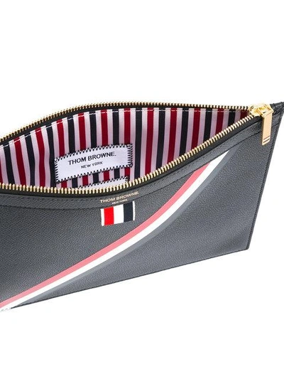 Shop Thom Browne Striped Detail Pouch In Black