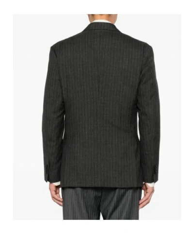 Lardini Pinstripe-pattern Double-breasted Blazer In Black