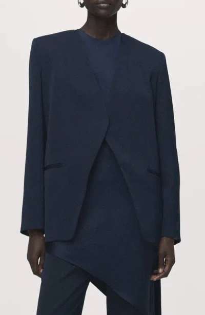 Mango Double Breasted Suit Jacket In Blue