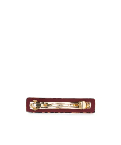Etro Rectangular Hair Clip In Brown Leopard Print