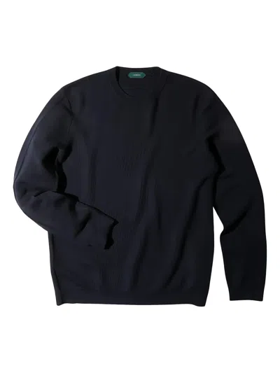 Zanone Fine-knit Long-sleeved Fabric Pullover Sweater In Blue