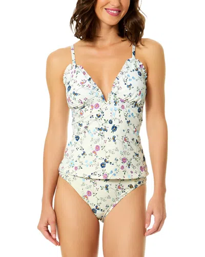 Cece Ruffle V-wire Tankini In Multi