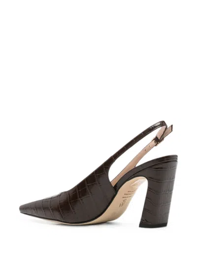 Stuart Weitzman Croc-effect Slingback Pumps In Brown