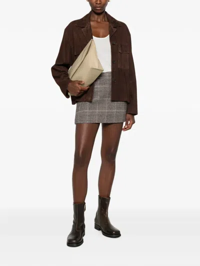 Ermanno Scervino Check-pattern Mini Skirt In Brown