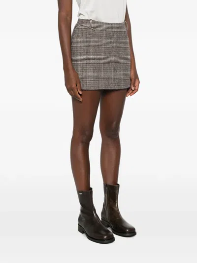 Ermanno Scervino Check-pattern Mini Skirt In Brown