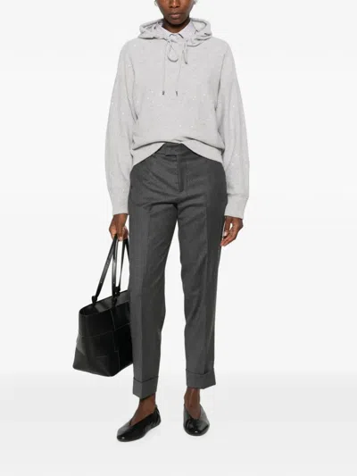 Berwich Alice Pressed-crease Turn-up Trousers In Blue