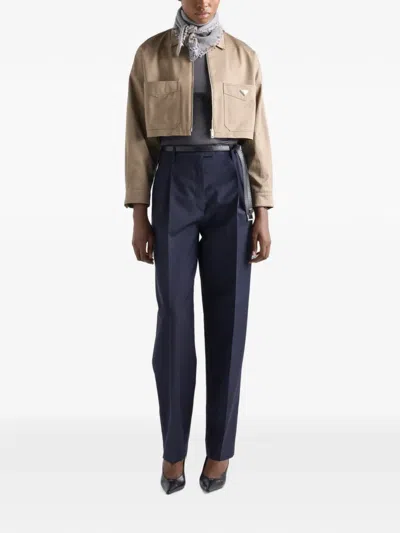 Prada Chino Blouson Jacket In Brown