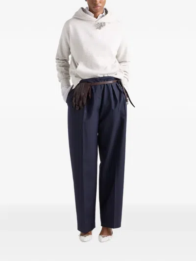 Prada Light Mohair Pants In Blue