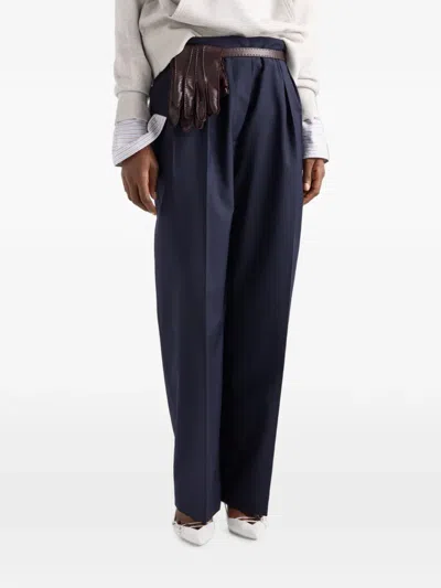 Prada Light Mohair Pants In Blue