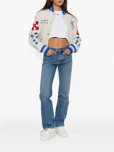 Off-white Logo-patch Bomber Jacket In Neutral