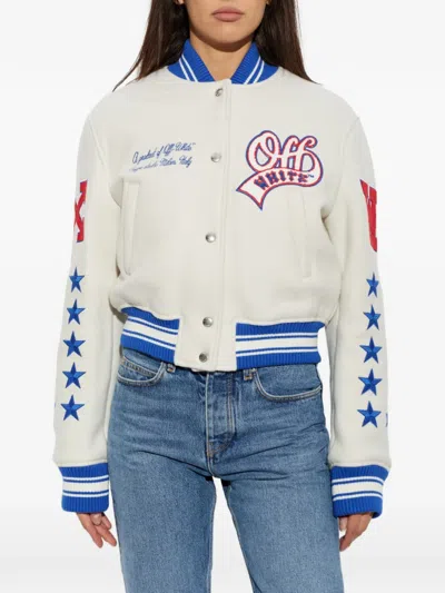 Off-white Logo-patch Bomber Jacket In Neutral