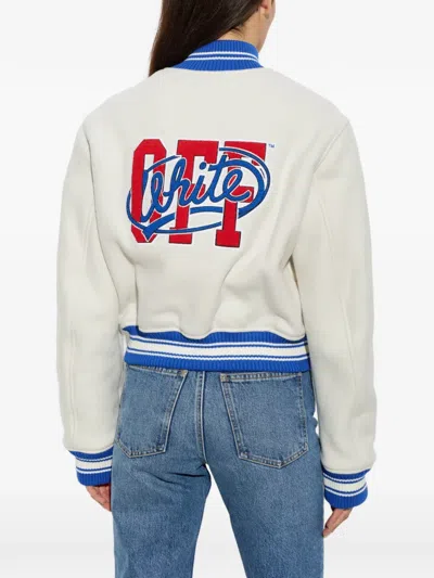 Off-white Logo-patch Bomber Jacket In Neutral