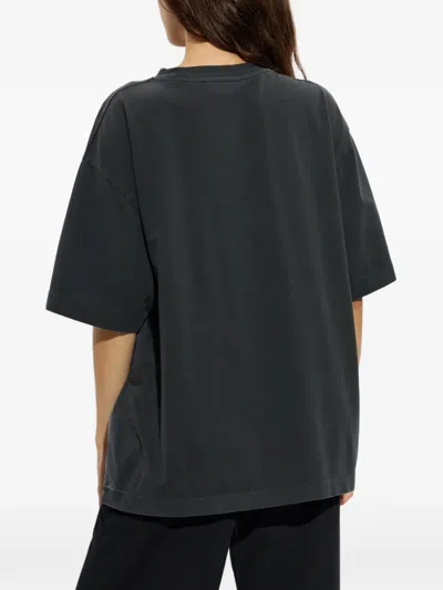 Off-white Logo-embroidered T-shirt In Blue