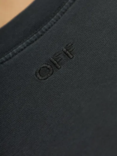 Off-white Logo-embroidered T-shirt In Blue