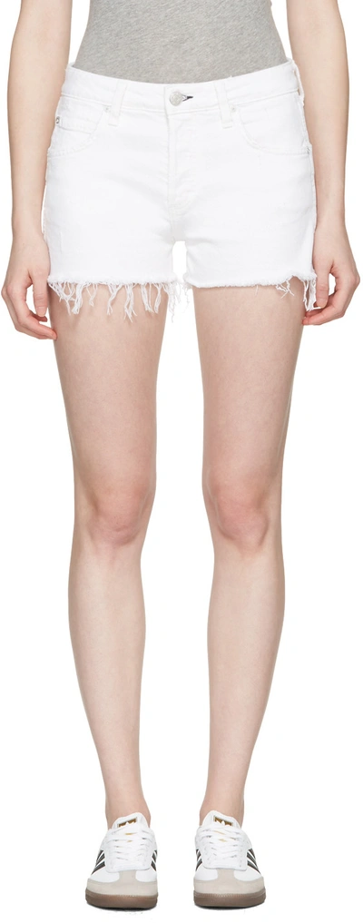 Shop Amo White Denim Babe Shorts