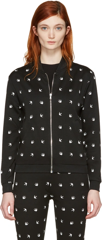 Mcq By Alexander Mcqueen Black & White Micro Swallow Bomber Jacket