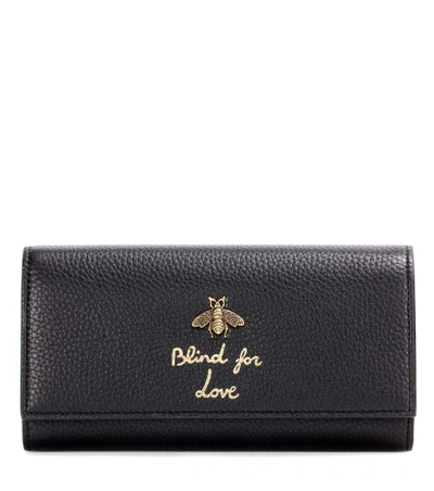 Gucci Animalier Leather Wallet In Eero