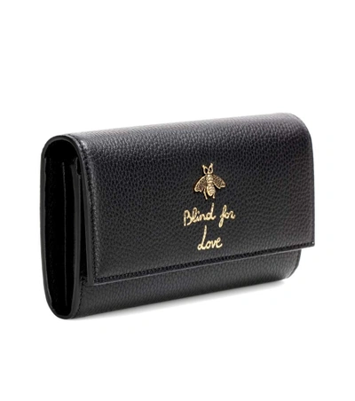 Shop Gucci Animalier Leather Wallet In Eero