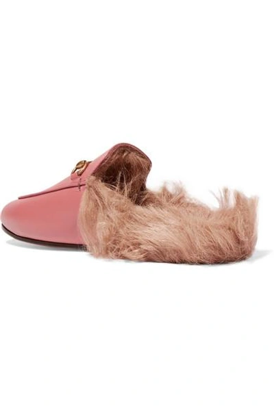 Shop Gucci Horsebit-detailed Shearling-lined Leather Slippers