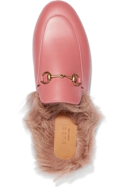 Shop Gucci Horsebit-detailed Shearling-lined Leather Slippers