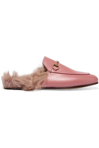 Shop Gucci Horsebit-detailed Shearling-lined Leather Slippers