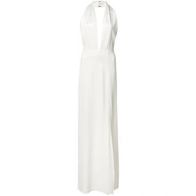 Galvan White Halter-neck Slit Dress