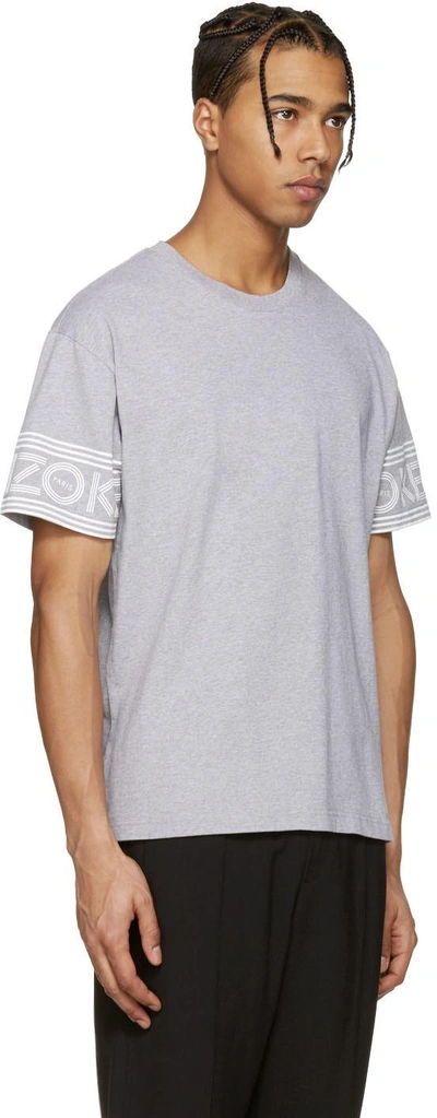 Shop Kenzo Grey Logo Sleeves T-shirt