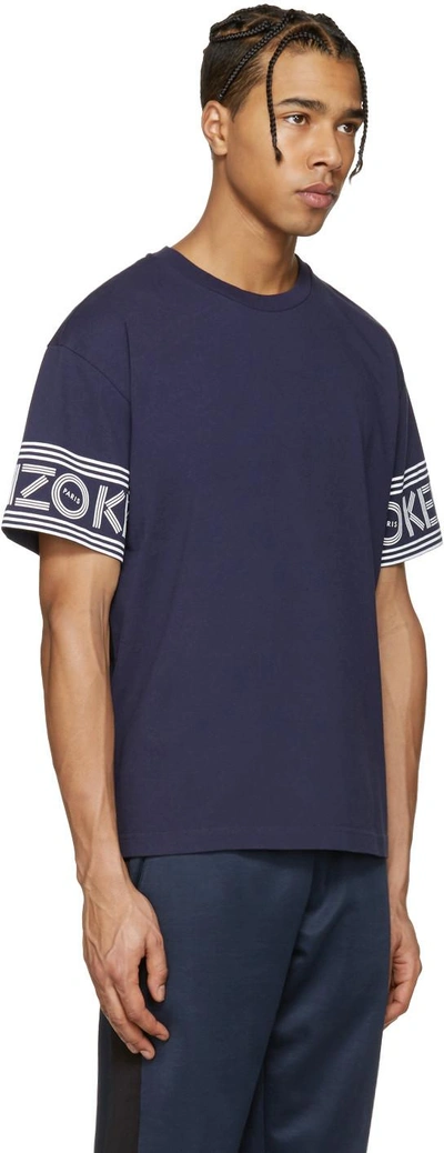 Shop Kenzo Navy Logo Sleeves T-shirt